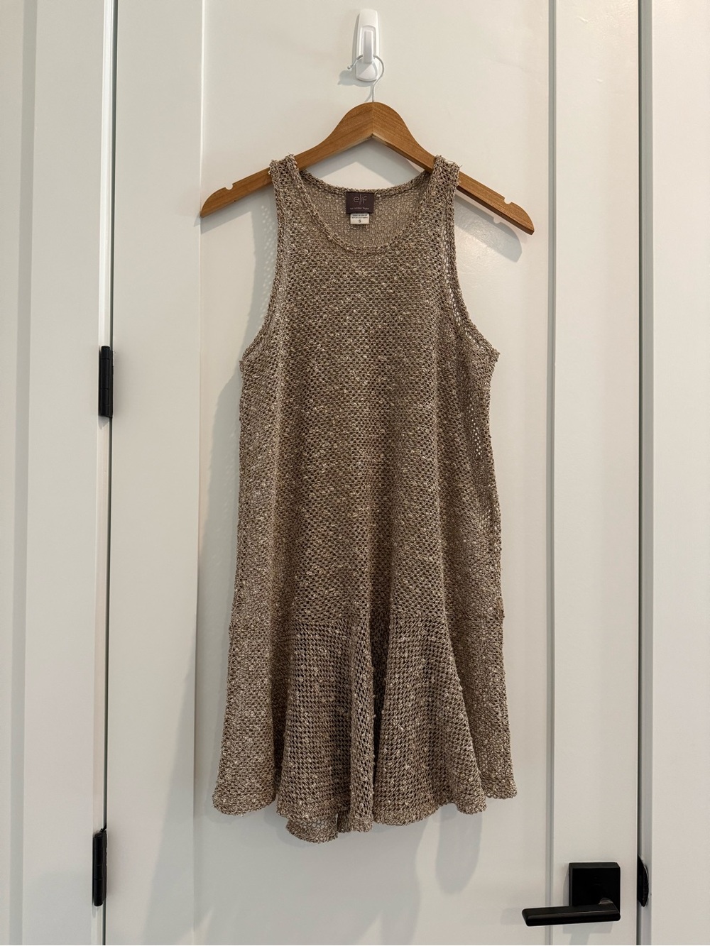 Elif by Jordan Taylor Taupe Knit A-Line Mini Dress